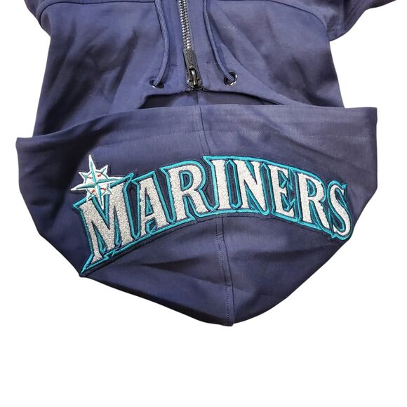 SEATTLE MARINERS Sweater Adult Large Blue Embroidered Full Zip Outdoor Hooded - Picture 6 of 11